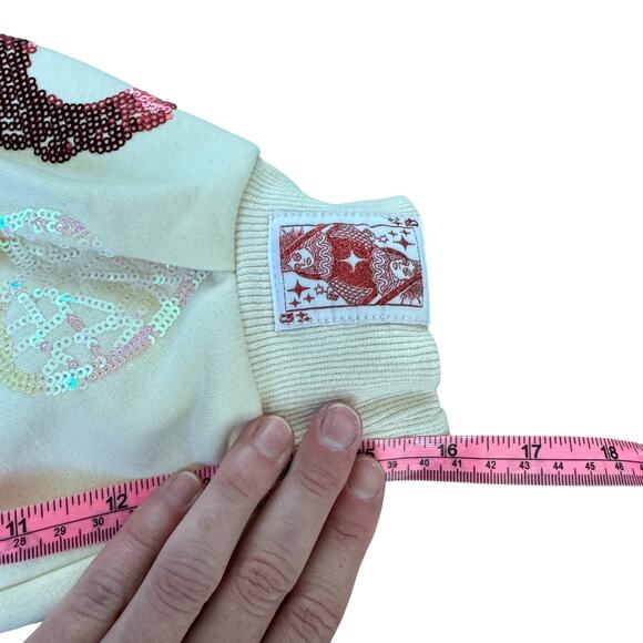 Queen of Sparkles Multi Doily Heart V-neck Sweatshirt - Picture 11 of 12